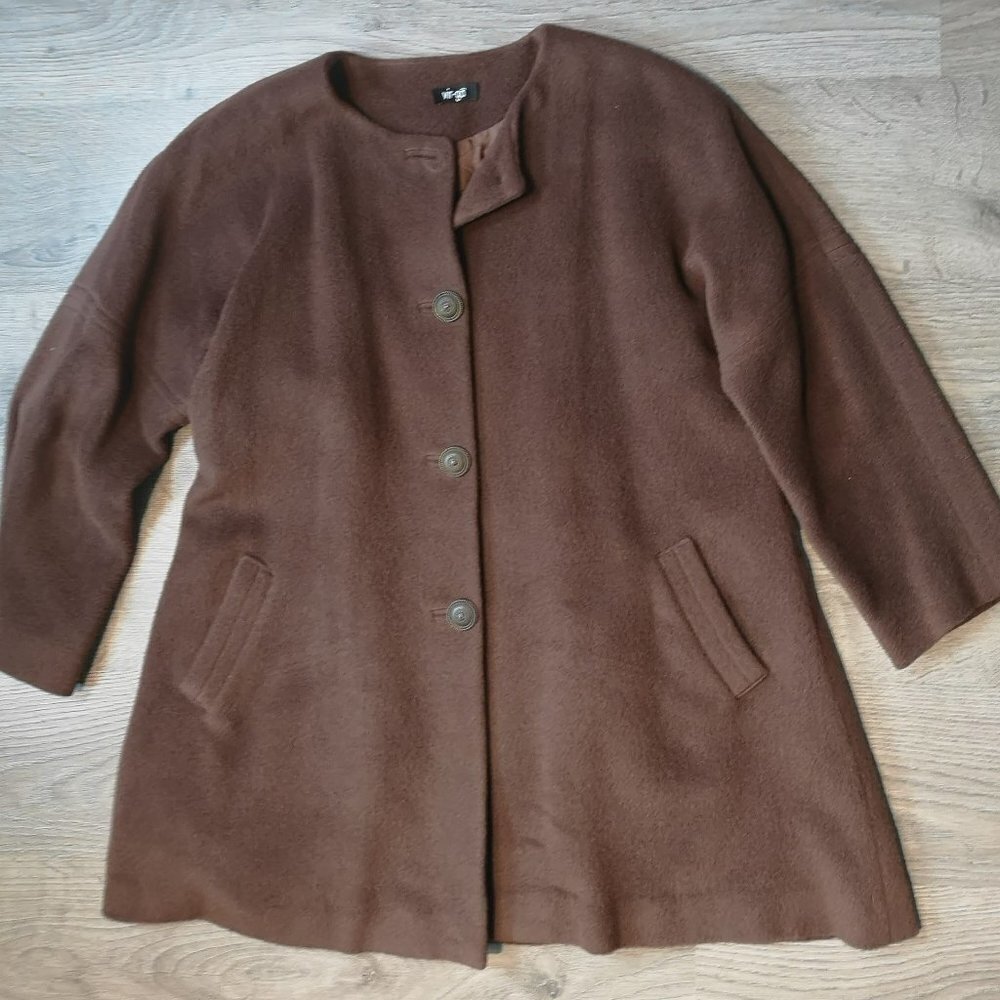 80s Vintage Quiet Luxury Brown Wool Swing Duster Coat -- **Host Pick**
